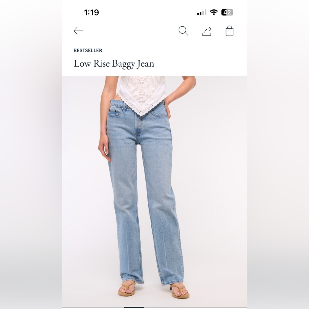 Abercrombie “the baggy” low rise jeans in light.